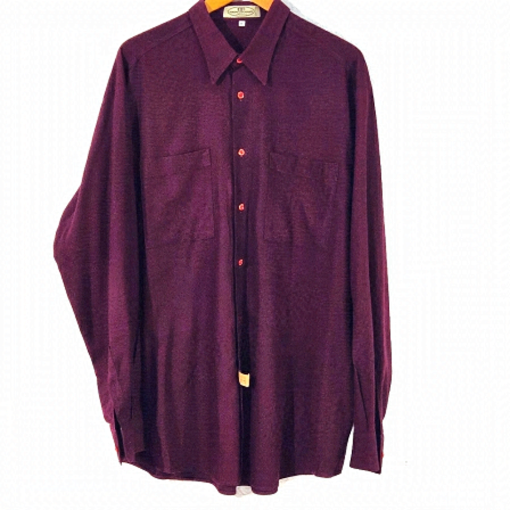 VINTAGE Pronto-Oumo Burgundy Casual Button Down Shirts
